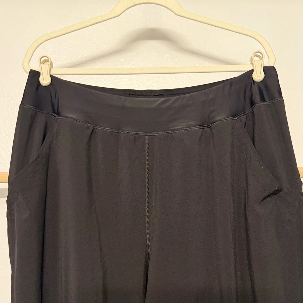 Lands End Womens Athleisure Pants High Rise Wide Leg Full Length Blk Pockets 1X‎ - Picture 5 of 12